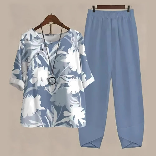 Raquel - Relaxed Printed Top and Pants Two-Piece Set