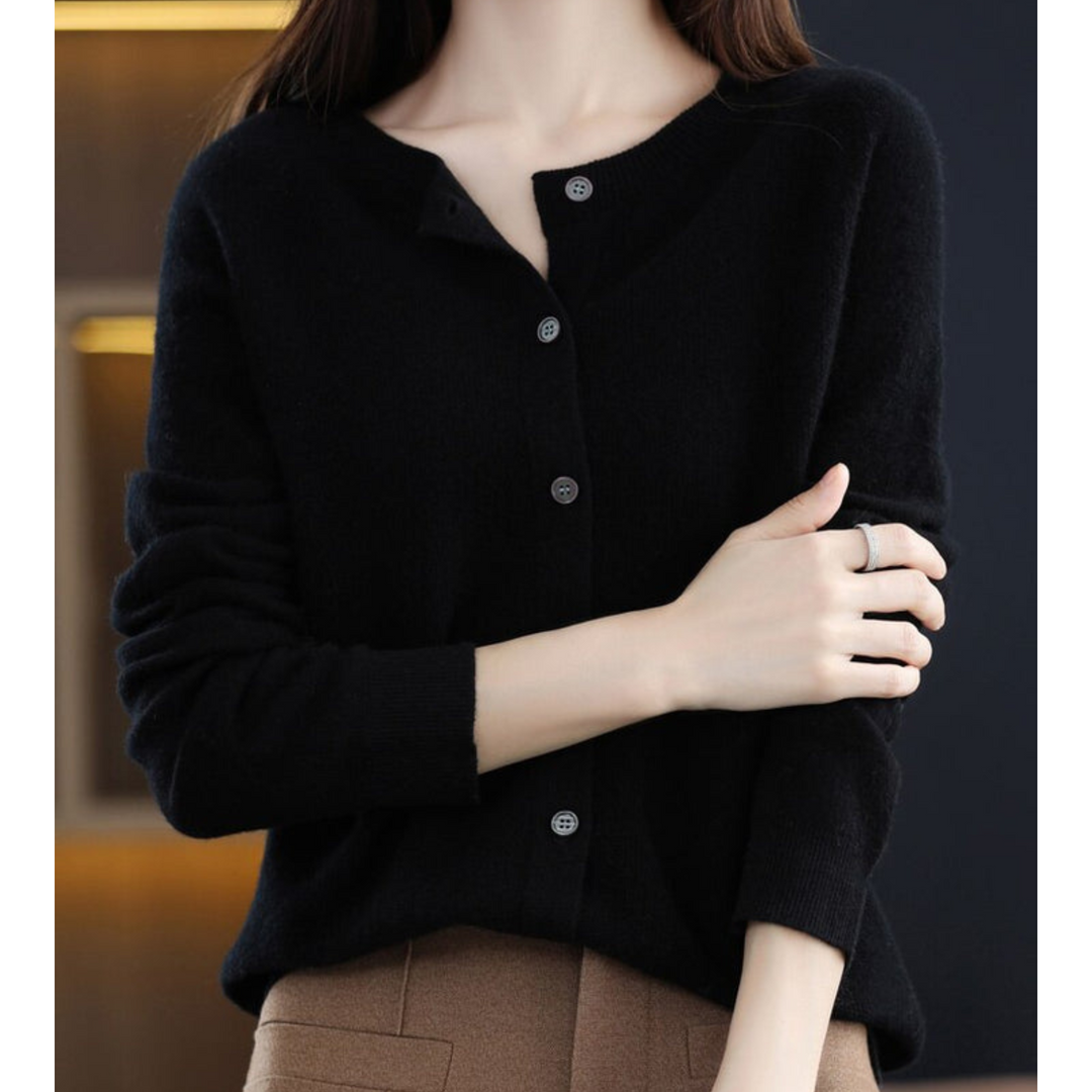 Anne | Cardigan Long Sleeve Crew Neck Button Front