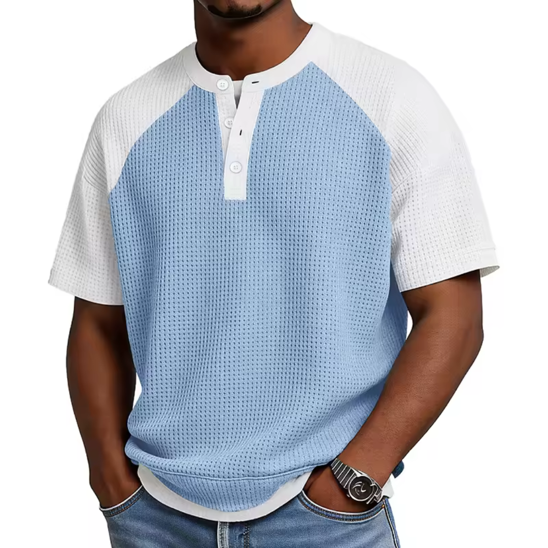 Jayz | Waffle Knit Colour Block Henley T-Shirt
