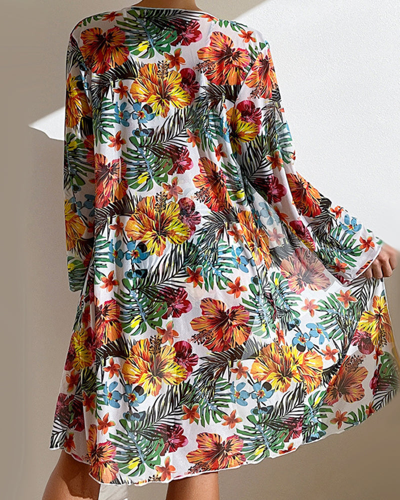 Vitoriya | Floral Three-Piece High-Waisted Bikini Set