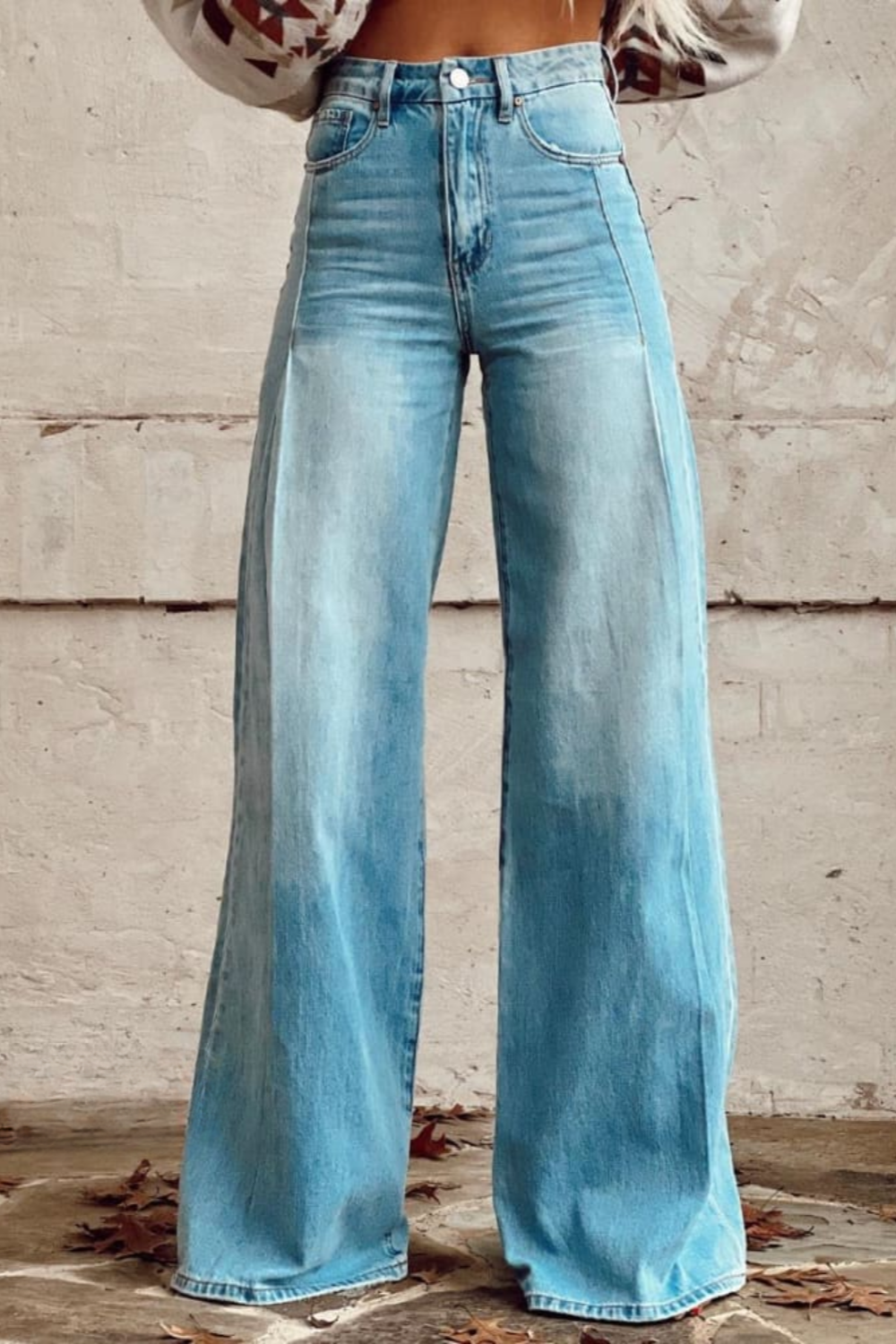 Mailin | Wide Leg Floral Denim Jeans