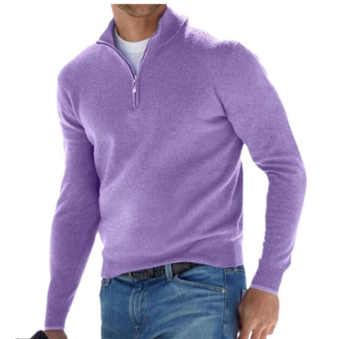 Robbert | Pullover Jumper with Quarter Zip and Stand Collar