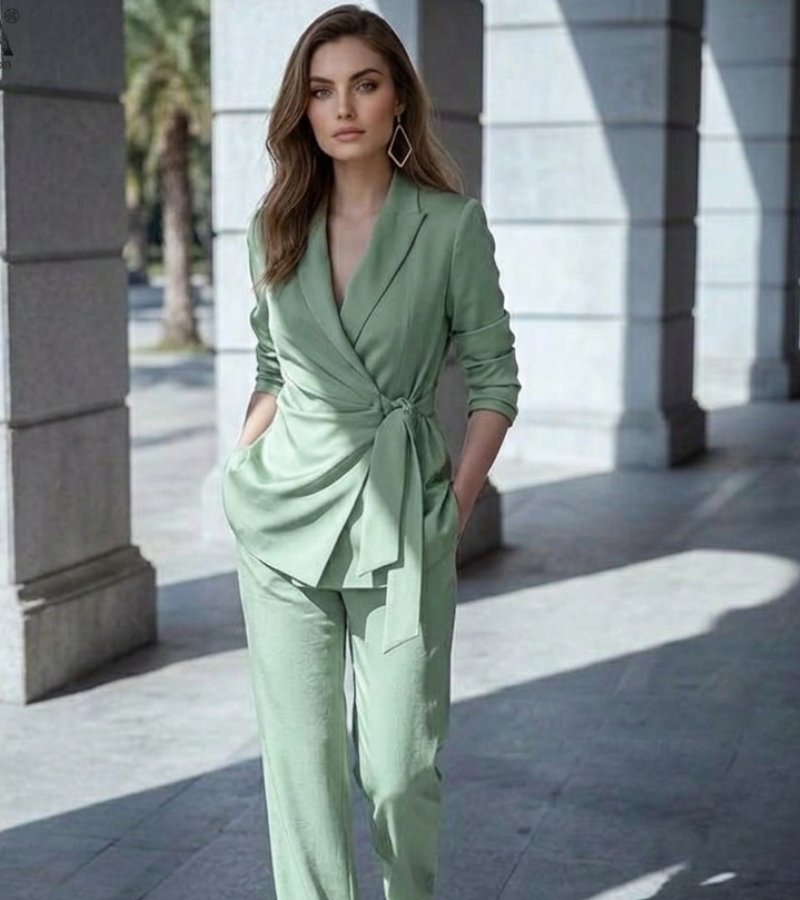 Asya | Wrap Blazer and Wide Leg Trouser Set