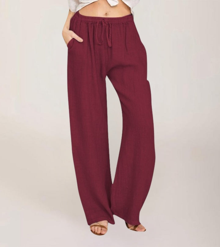 Maialen | Wide Leg Trousers Elastic Waist Drawstring