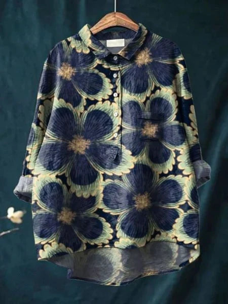 Emery | Painterly Floral Long Sleeve Blouse