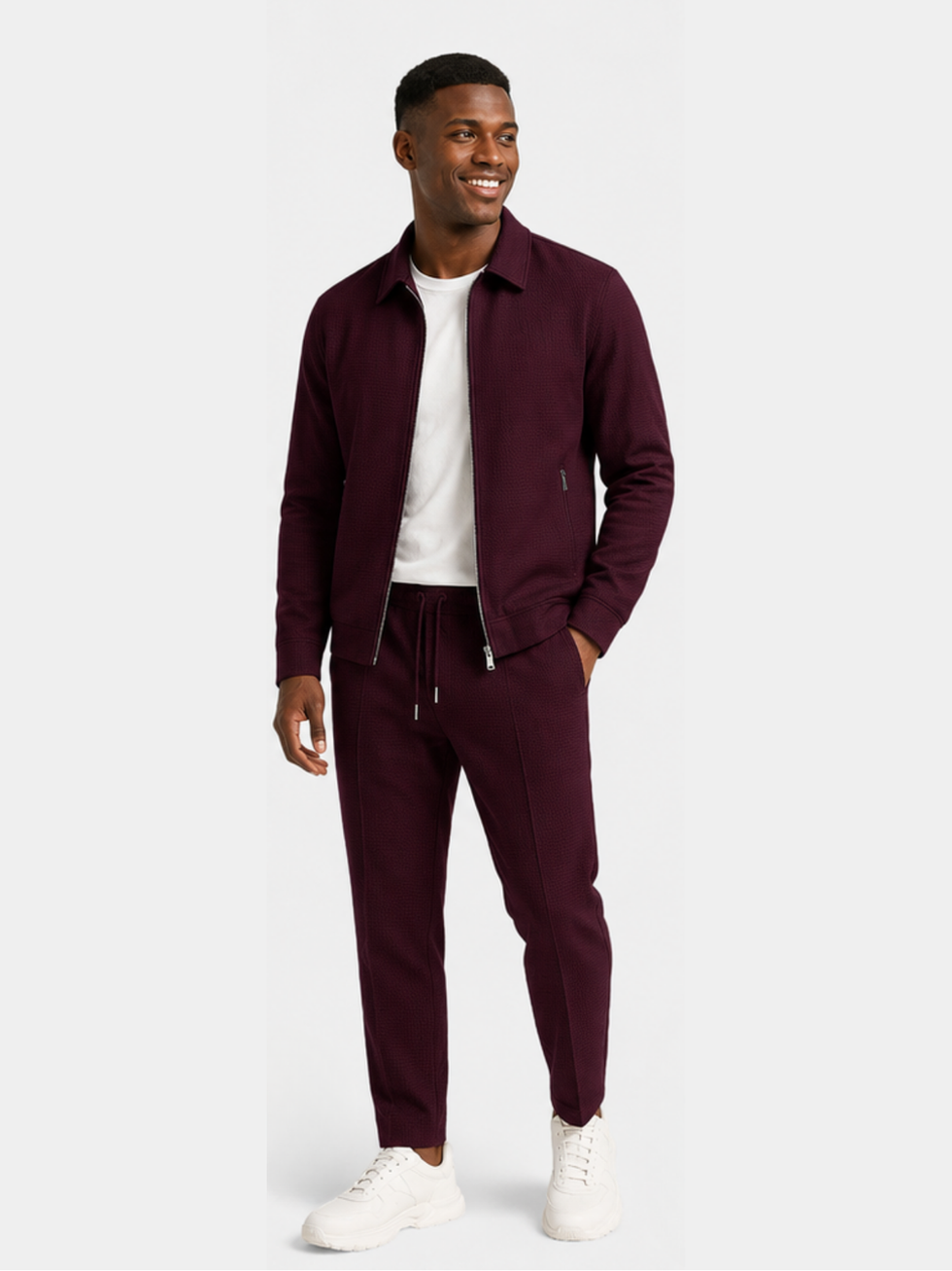 Tobiana | Jacket Trouser Set Textured Zip Front