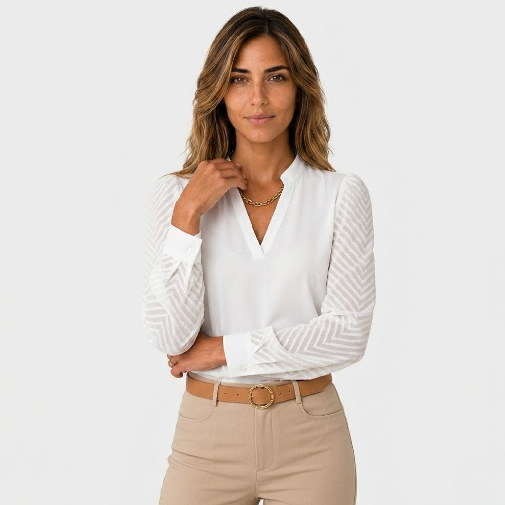 Nikki | Long Sleeve Blouse with V Neck