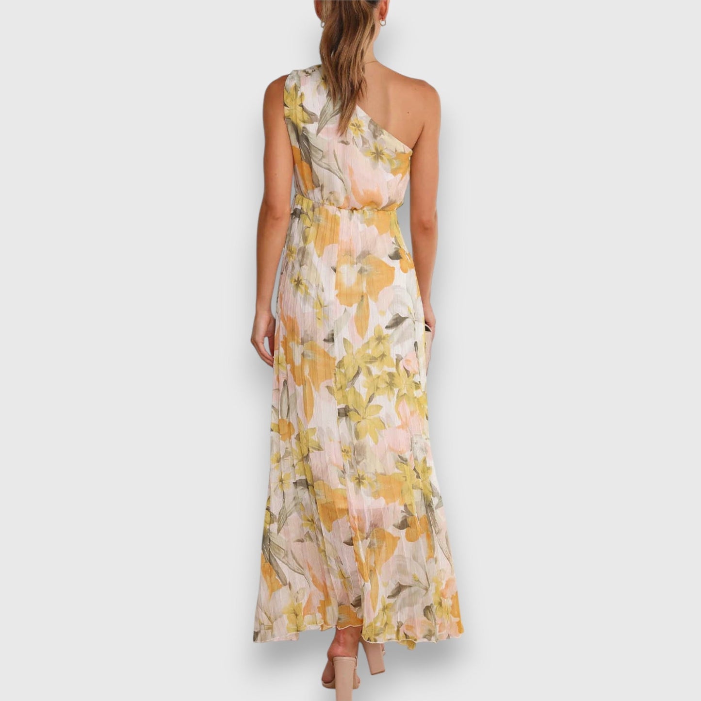 Jillian | Floral Print One Shoulder Maxi Dress