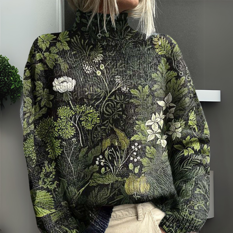 Rasha | High Neck Printed Knitted Jumper