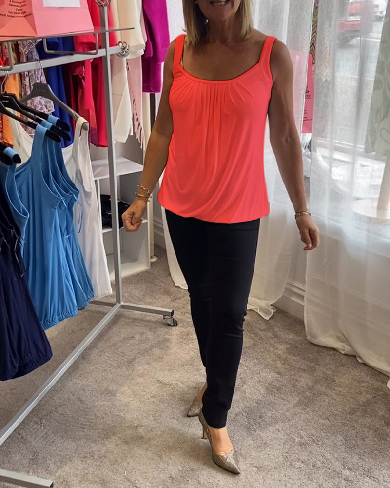 Hanner | Pleated Sleeveless Scoop Neck Top
