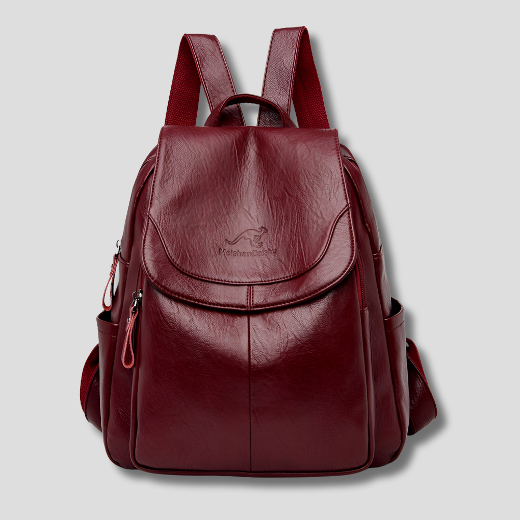 UrbanMuse | Leather Style Backpack with Flap Top