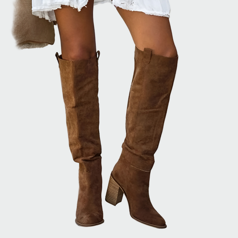 Giada | Knee-High Boots with Suede-Look Block Heel