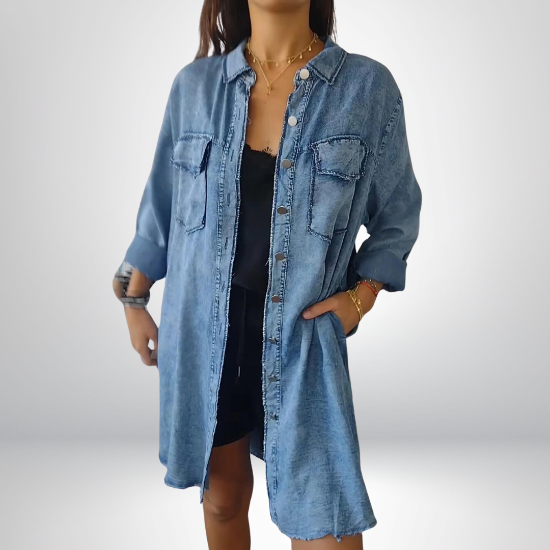 Krystyna | Denim Jacket with Long Sleeves and Collar