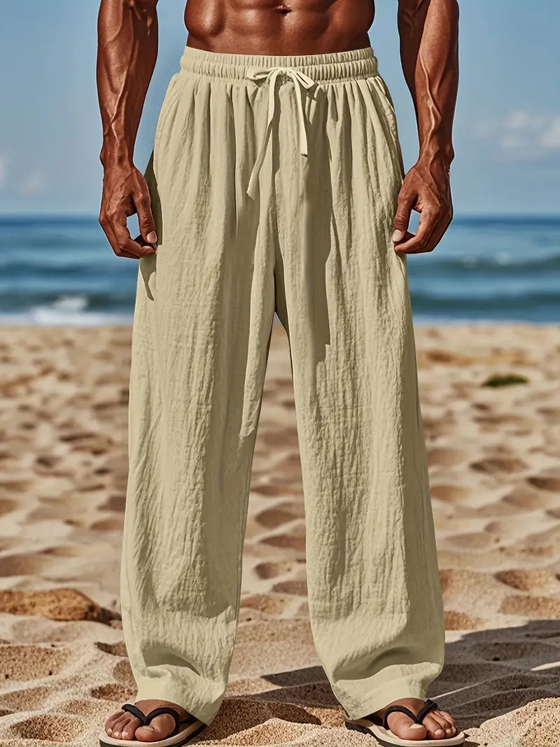 Babaev | Drawstring Wide Leg Linen-Style Trousers