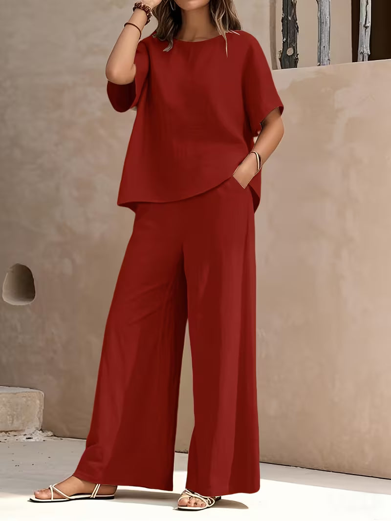 Josy | Trouser Set with Short-Sleeve Relaxed Top