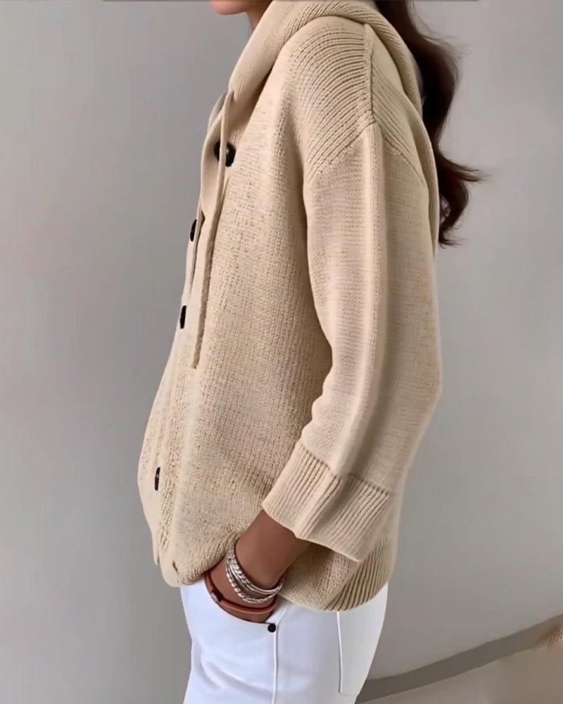 Noreen | Hooded Cardigan with Button Front