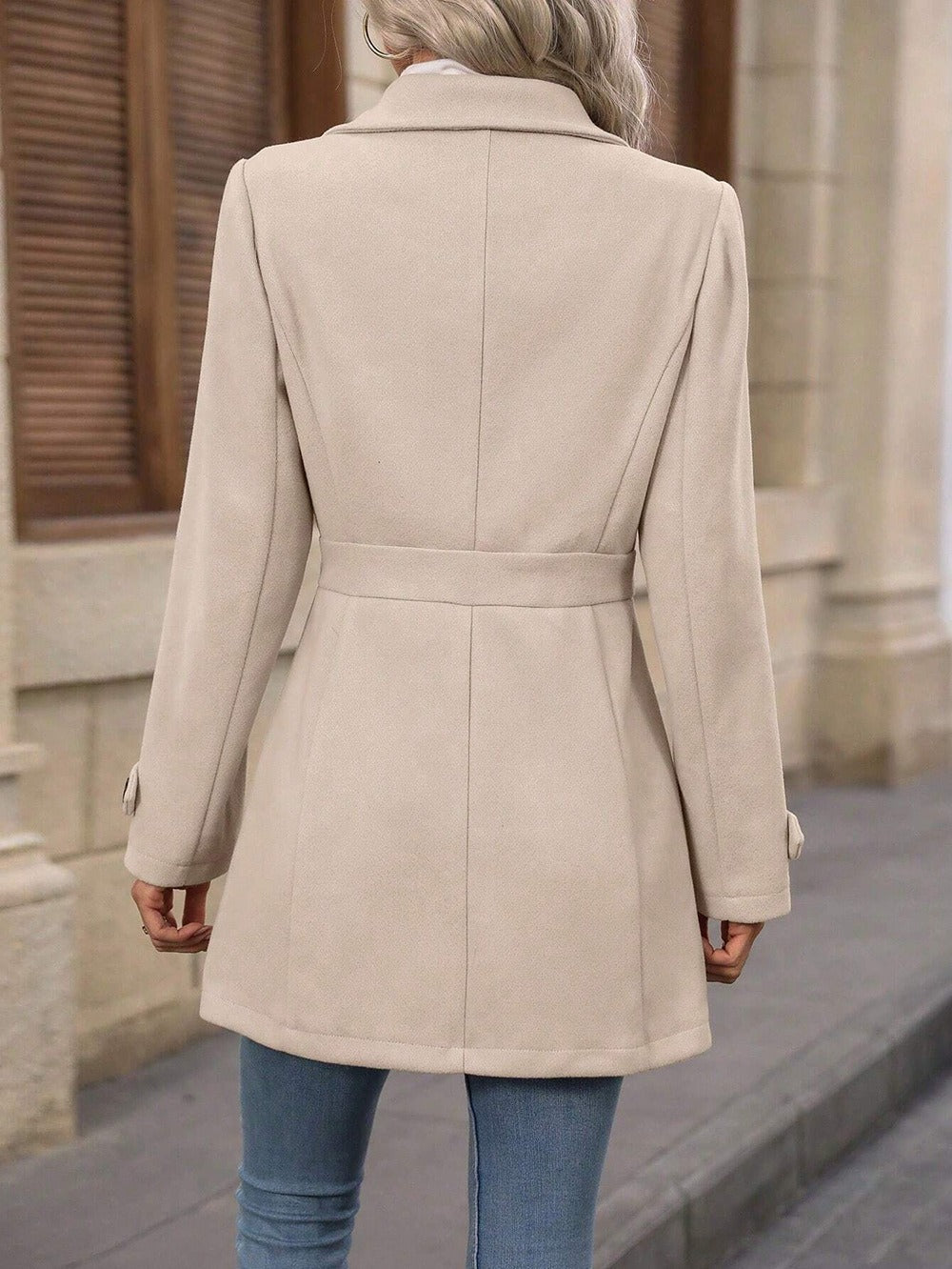 Ashley | Mid-Length Coat Notch Collar Button Front