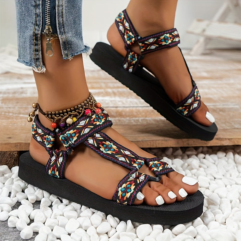 Viviana | Platform Patterned Hook and Loop Sandals