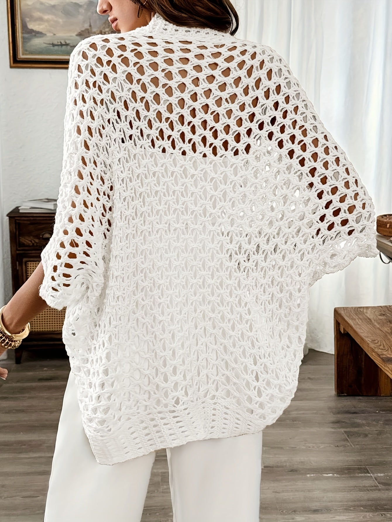 Etleva | Open Knit Batwing Sleeve Cardigan