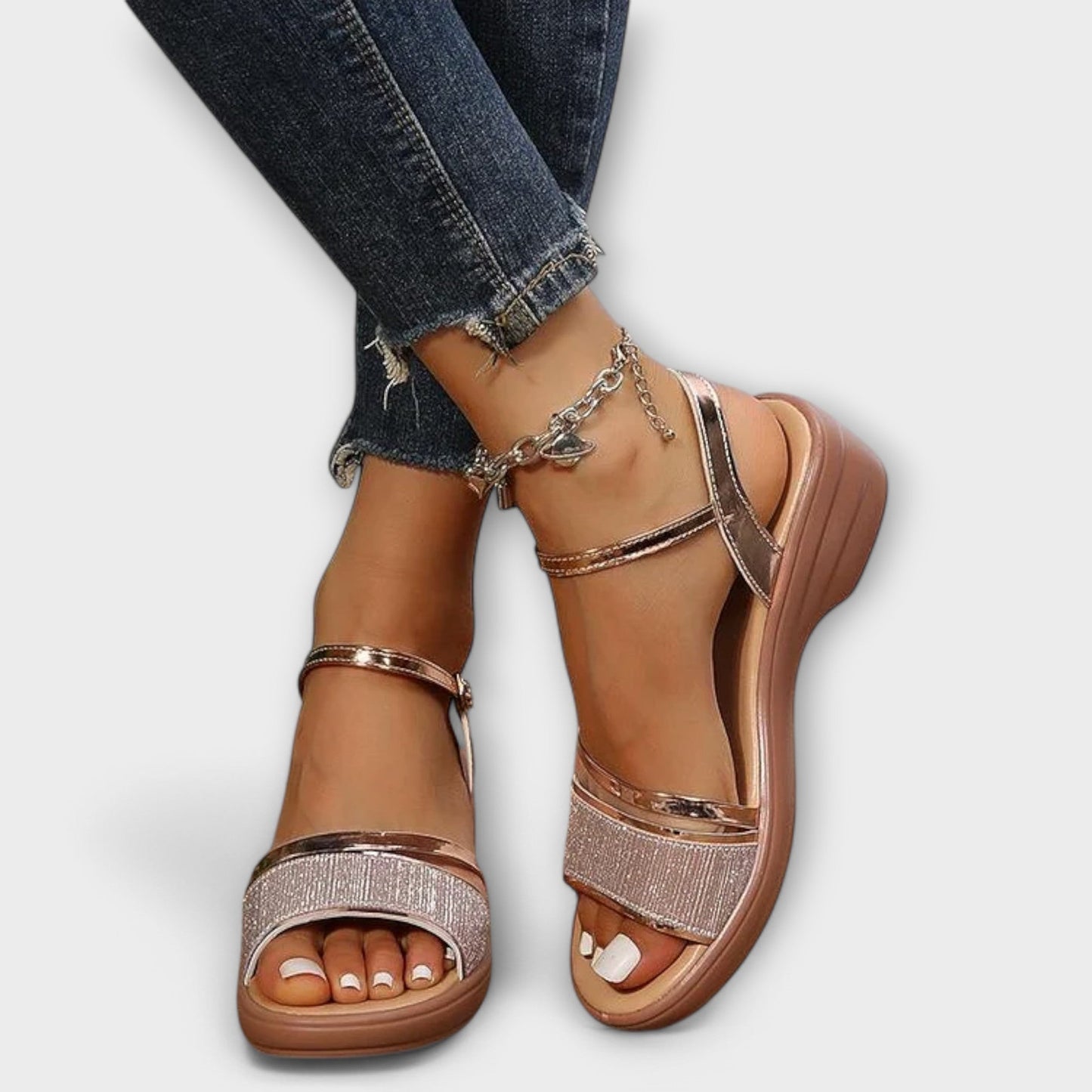 Finaya - Platform Wedge Sandals With Ankle Strap
