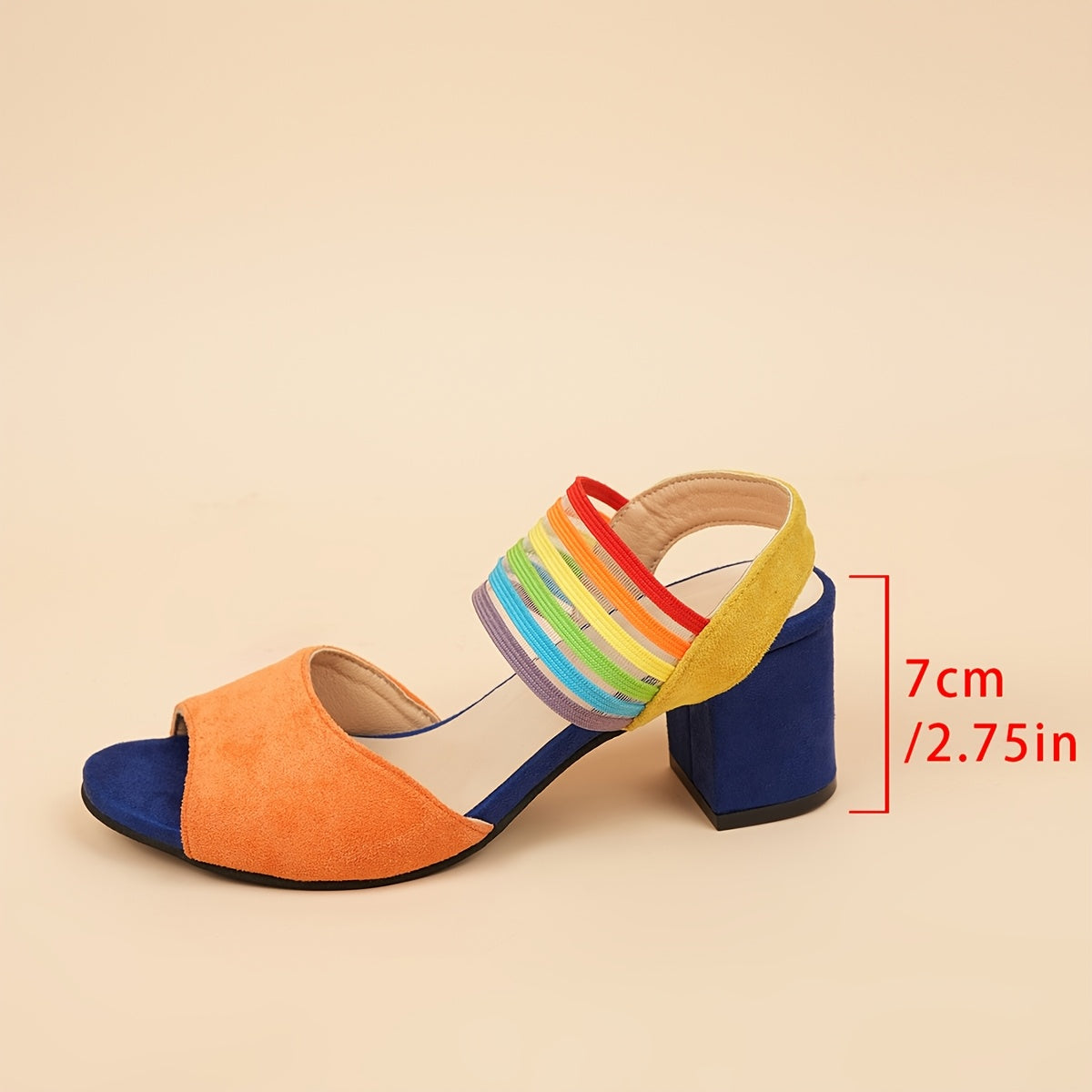Ludovica | Chunky Heeled Open Toe Sandals in Blue