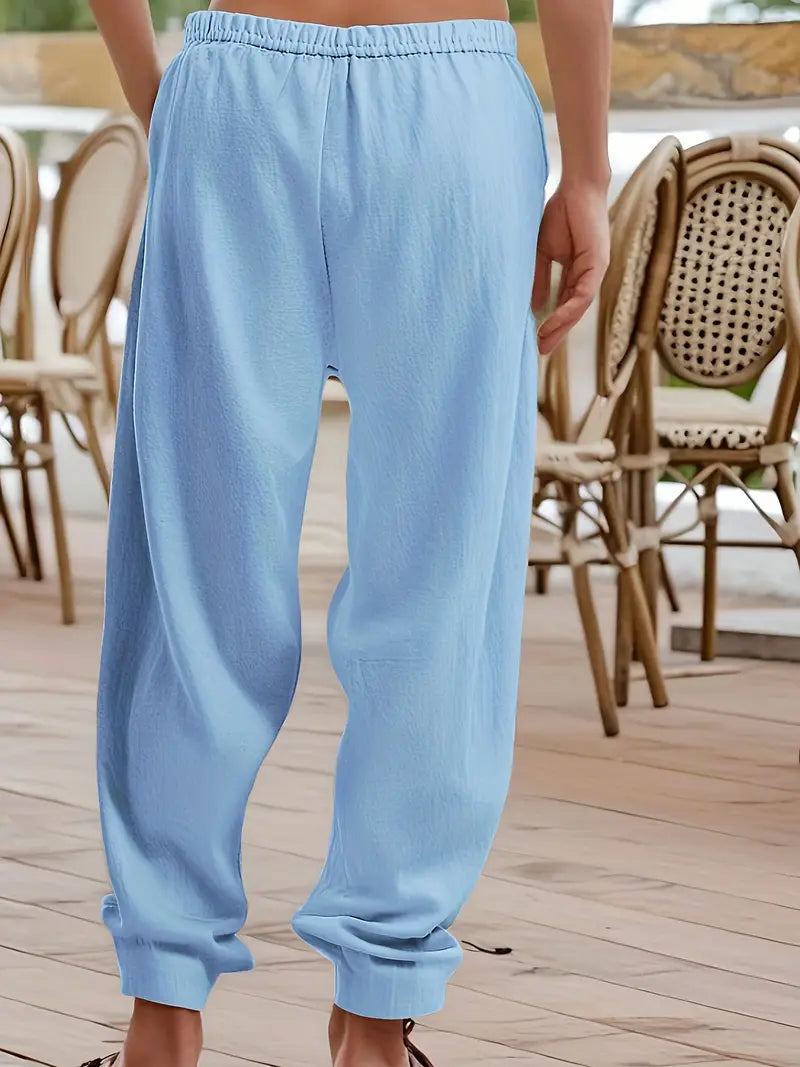 Babaev | Drawstring Wide Leg Linen-Style Trousers