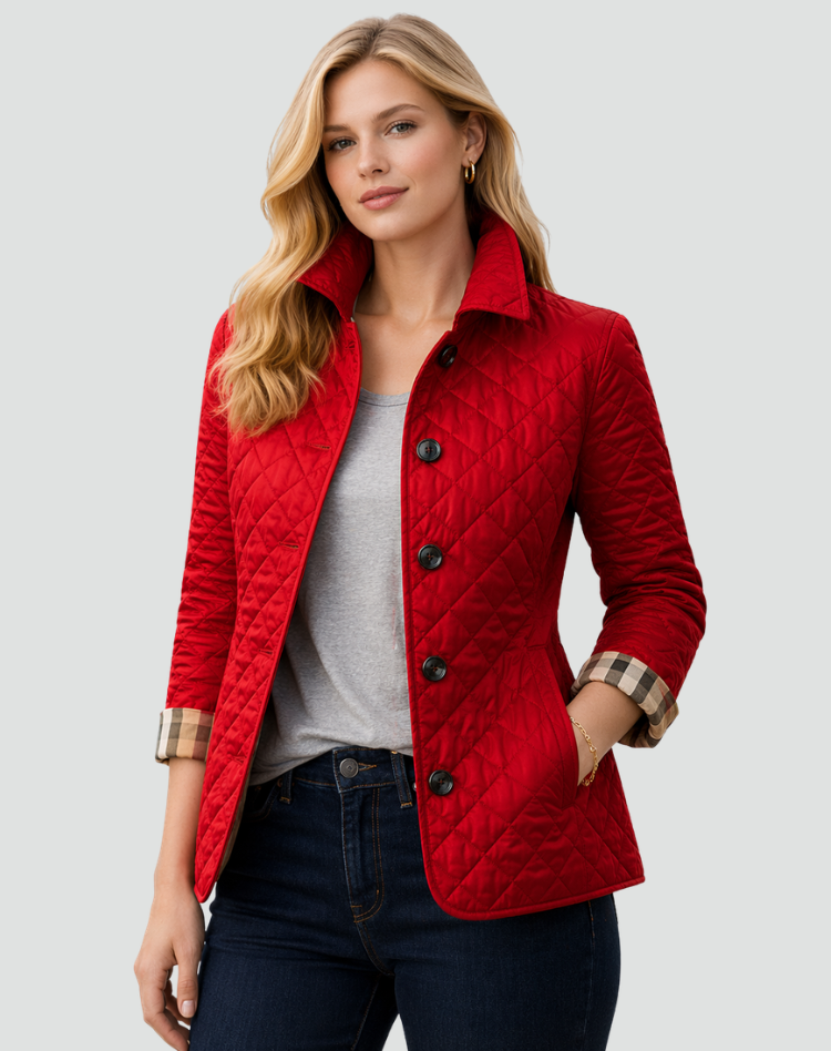 Myrna | Quilted Jacket Stand Collar Button Front