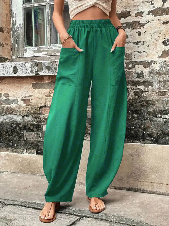 Salomee | Wide Leg Elastic Waist Casual Trousers