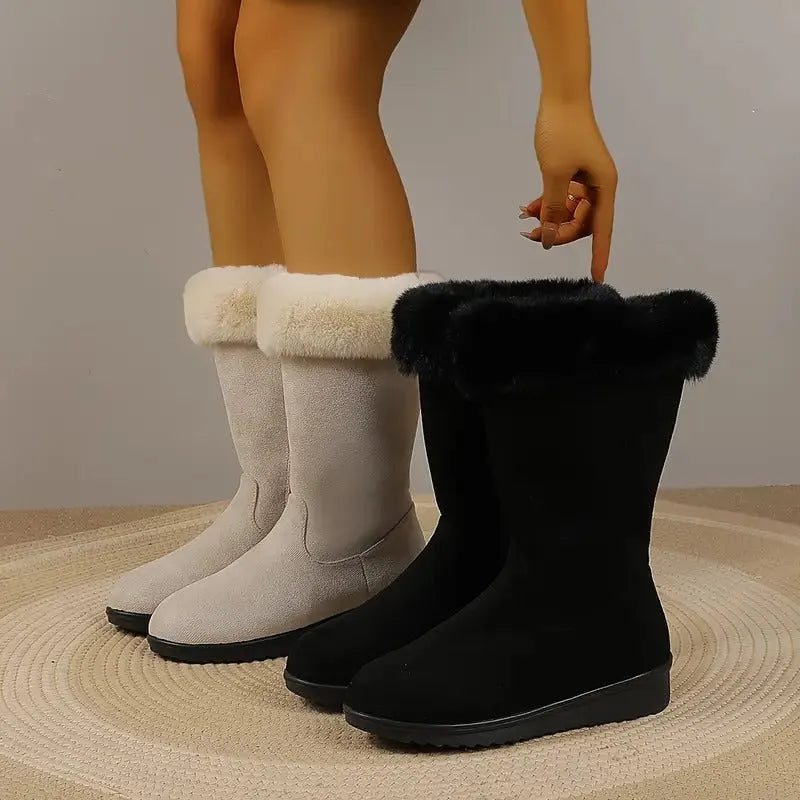 Neah | Mid Calf Faux Fur Side Zip Boots