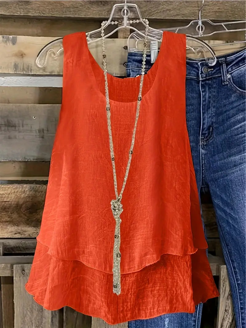 Cressida | Sleeveless Layered Swing Vest Top