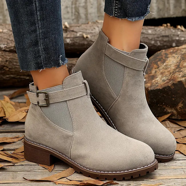 Veloella | Ankle Boots with Buckle Strap and Elastic