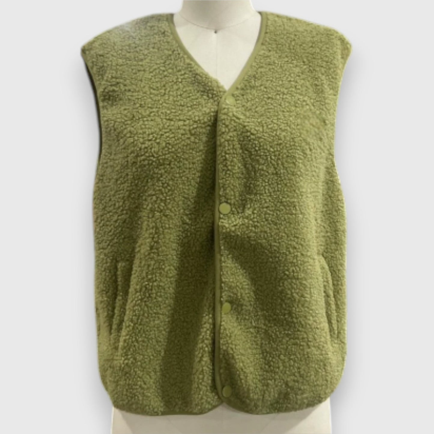 Cheryl | Sleeveless Button Front Fleece Vest