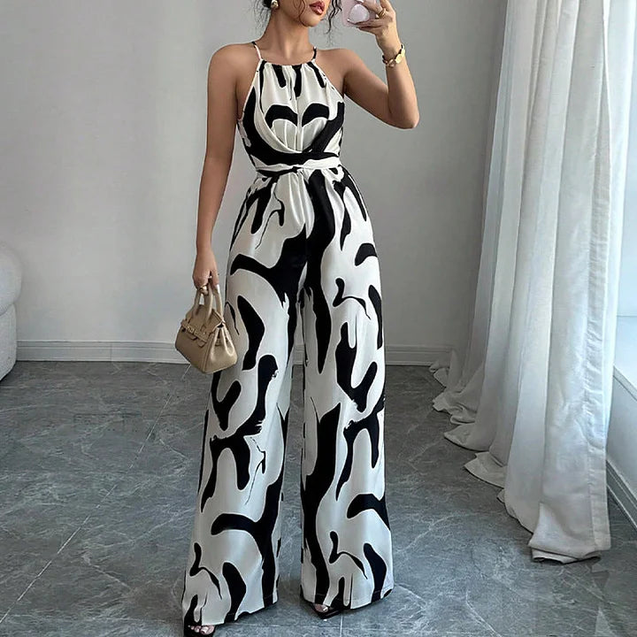Jorinda | Printed Halterneck Wide Leg Jumpsuit