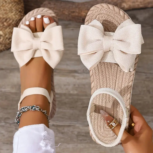 Michela | Bow Strap Flat Open Toe Sandals