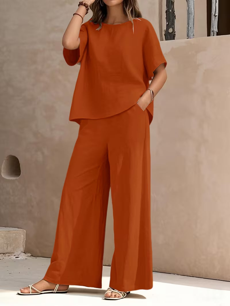Josy | Trouser Set with Short-Sleeve Relaxed Top