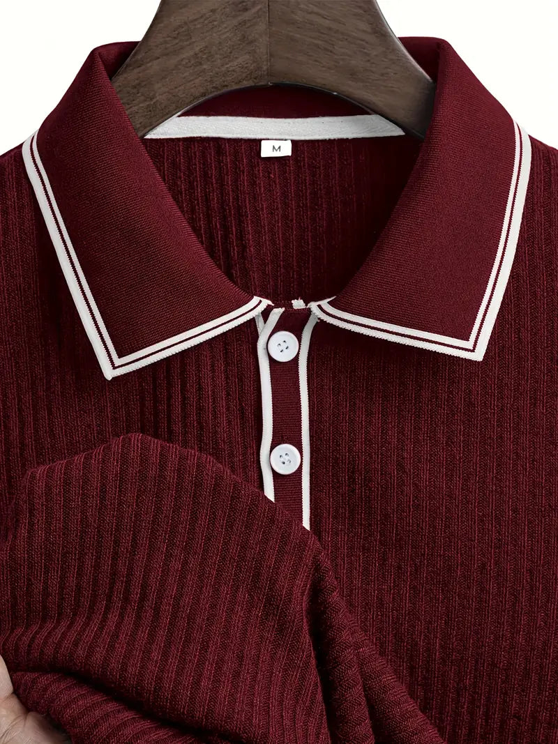 Orestis - Ribbed Short Sleeve Contrast Polo Shirt