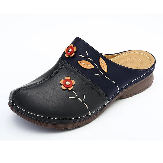 Janeth | Floral Stitch Slip-On Clogs