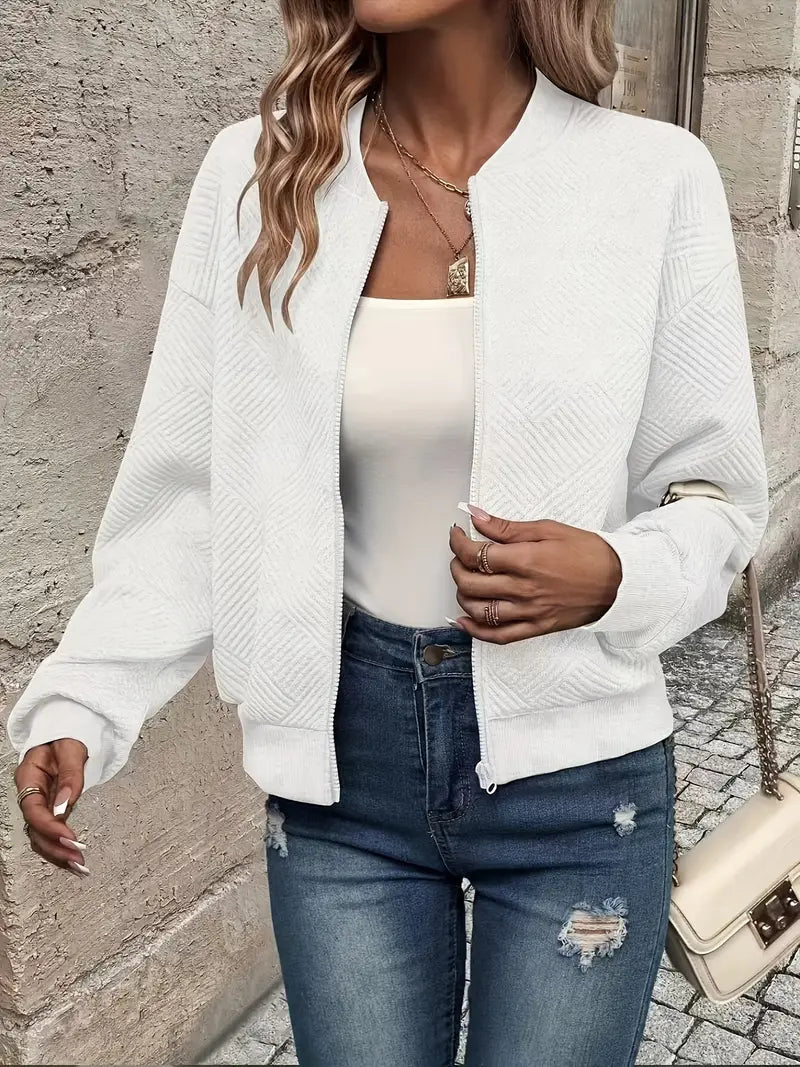 Juanita | Textured Zip-Up Long Sleeve Jacket