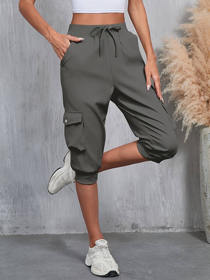 Kirabo | Cargo Cropped Drawstring Jogger Trousers