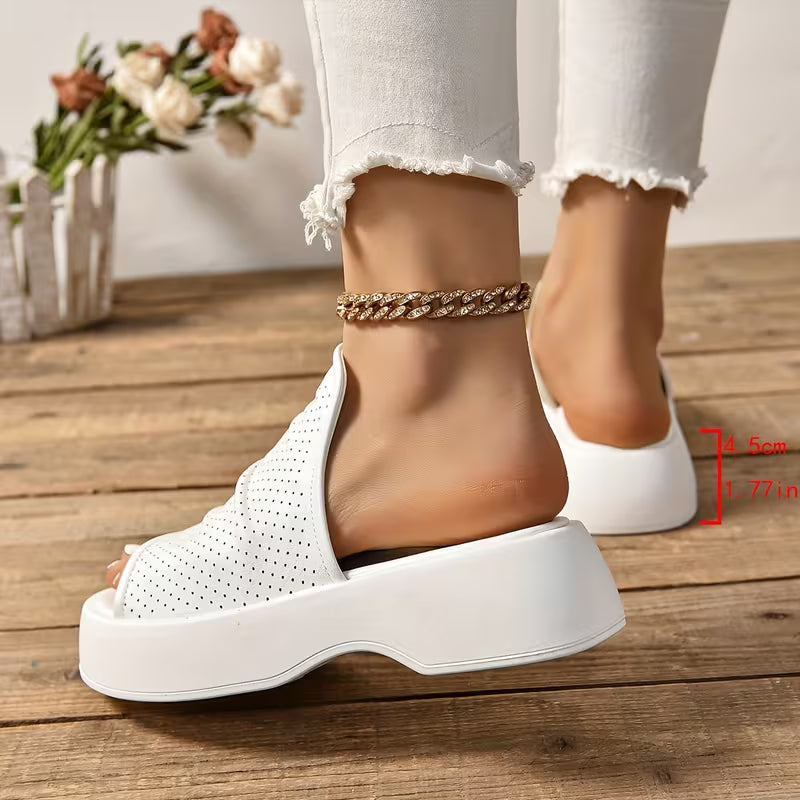 Sofya | Platform Open Toe Slip-On Slippers