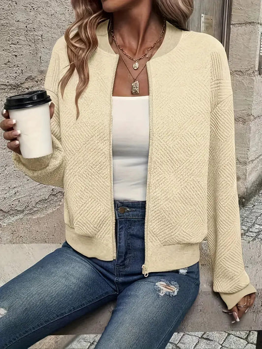 Juanita | Textured Zip-Up Long Sleeve Jacket