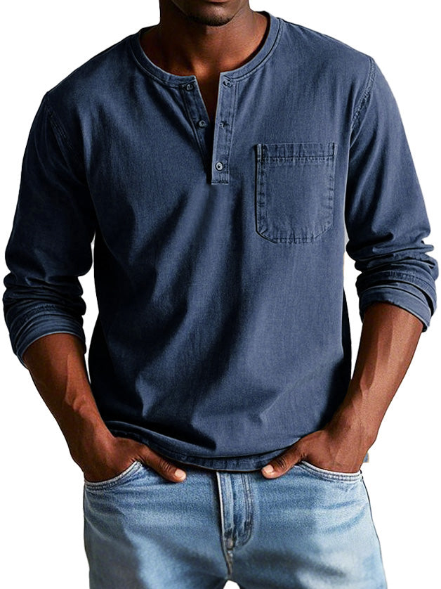 Gerry | Classic Casual Long Sleeve Henley Cotton Shirt