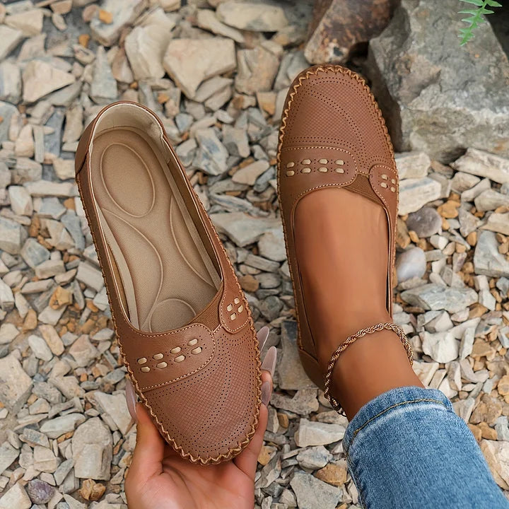 Gerdien | Brown Slip-On Perforated Loafers