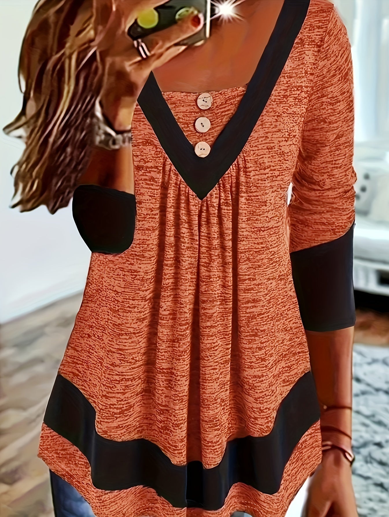 Grisel | Square Neck Button Detail Tunic