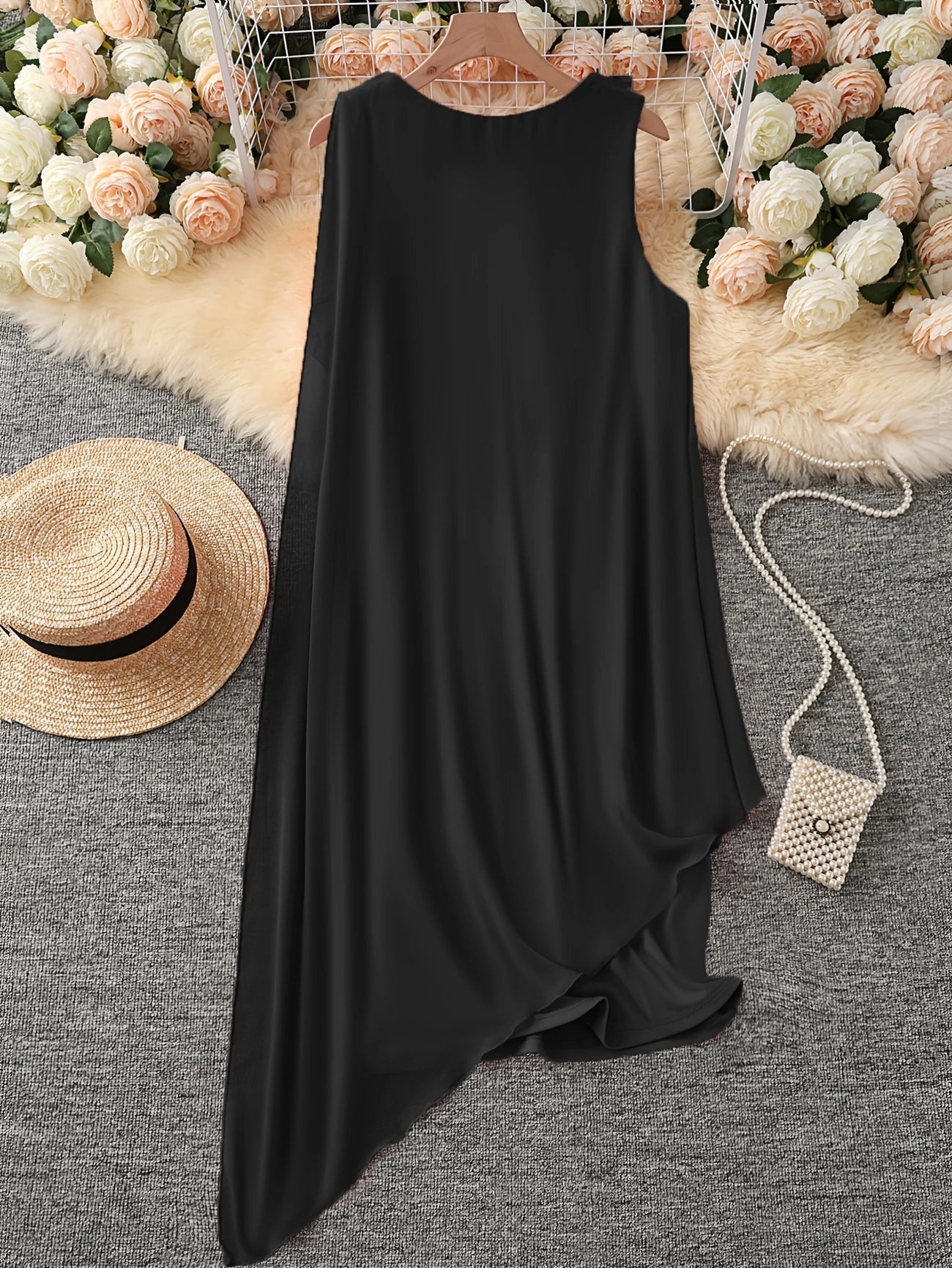 Maren | Sleeveless Asymmetric Layer Midi Dress