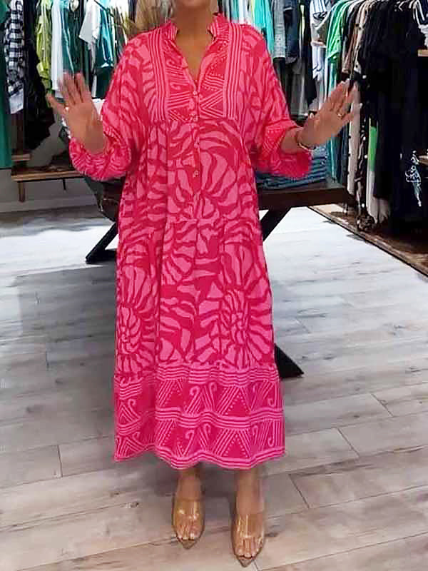 Elyanna | Printed Midi Dress with Button Front