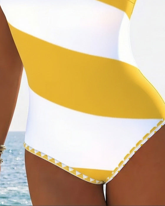 Doriane | One Shoulder Striped One Piece Swimsuit