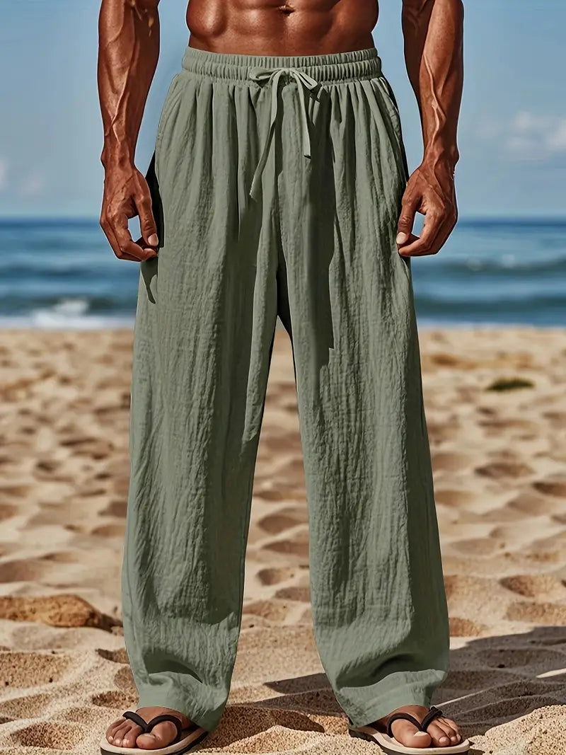 Babaev | Drawstring Wide Leg Linen-Style Trousers