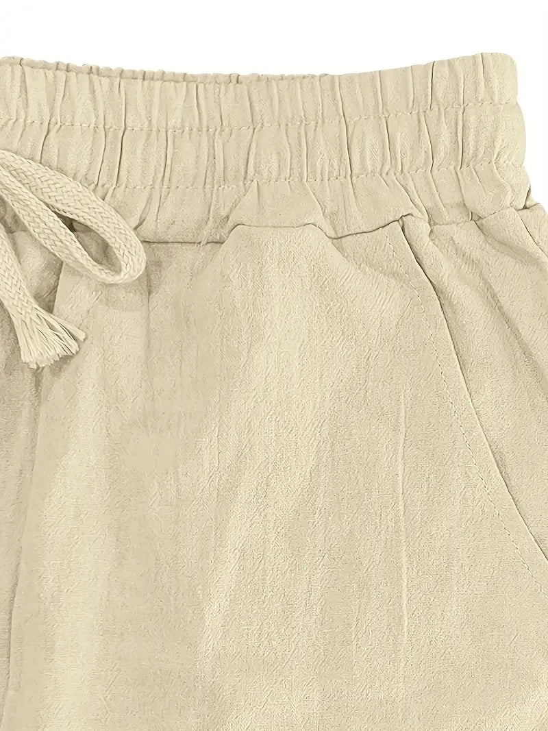 Babaev | Drawstring Wide Leg Linen-Style Trousers