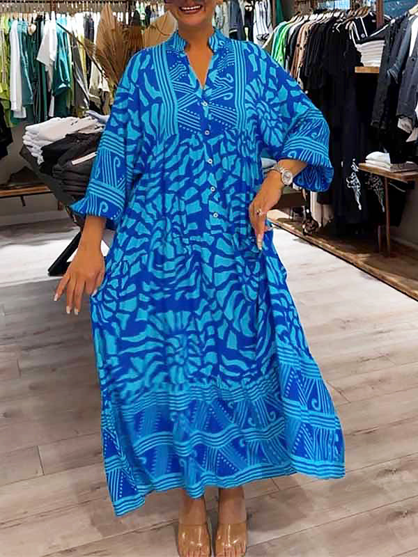 Elyanna | Printed Midi Dress with Button Front